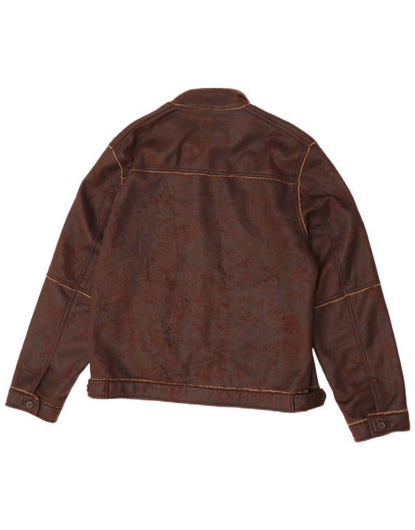 Zara Herren Sherpa Jacke UK 42 XL Braun Polyester
