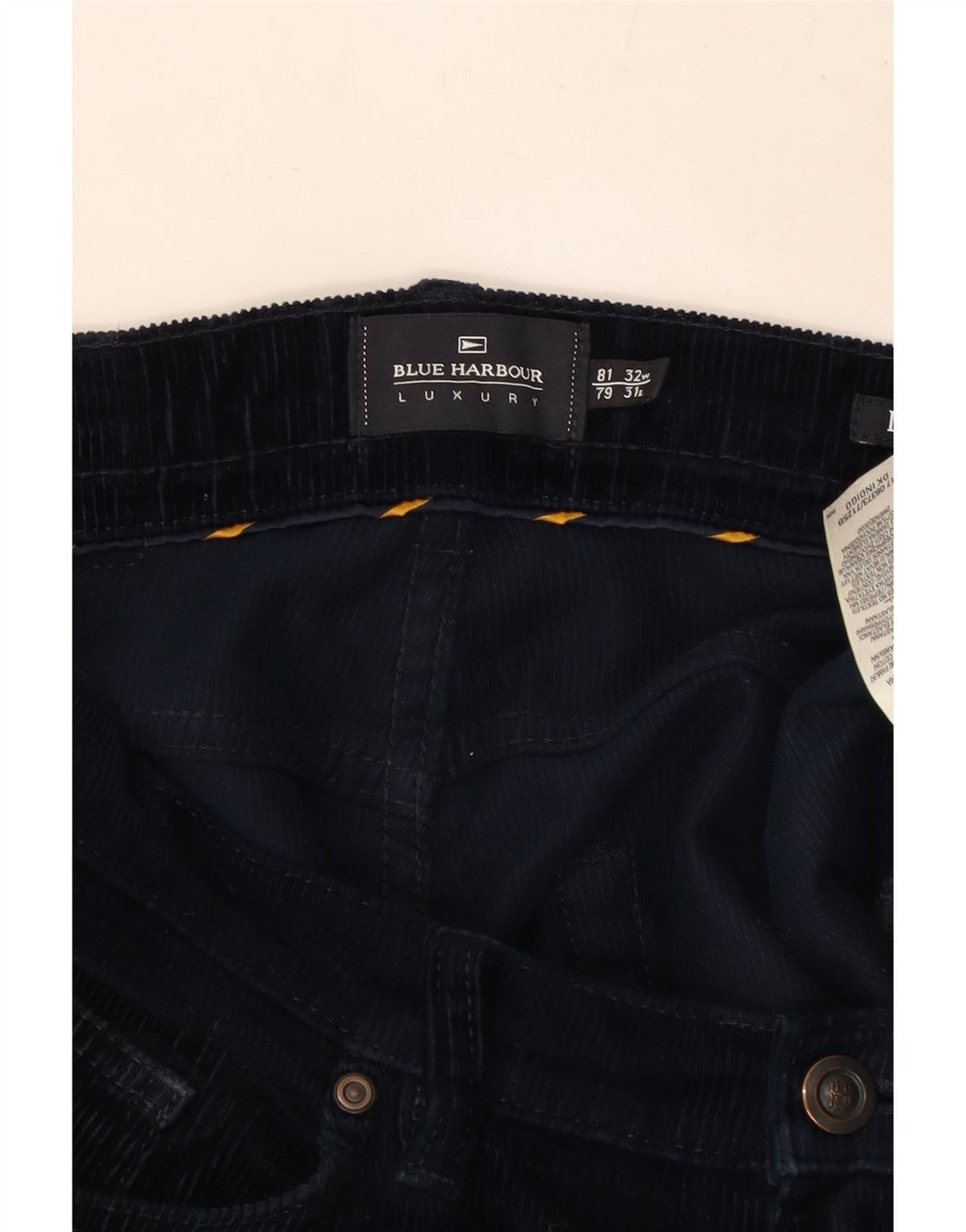Gerade Herren-Cordhose von Marks & SPENCER, Breite 32, Länge 31, Marineblau, Baumwolle