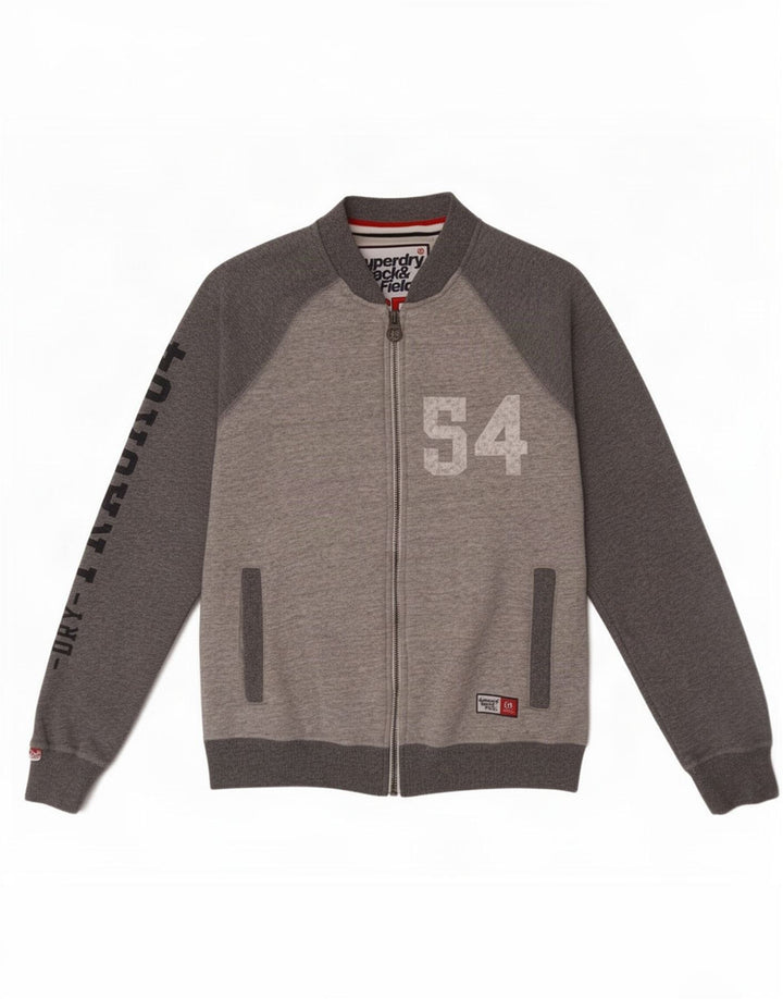 Superdry Herren-Trainingsanzug mit grafischem Oberteil, große graue Farbblock-Baumwolle