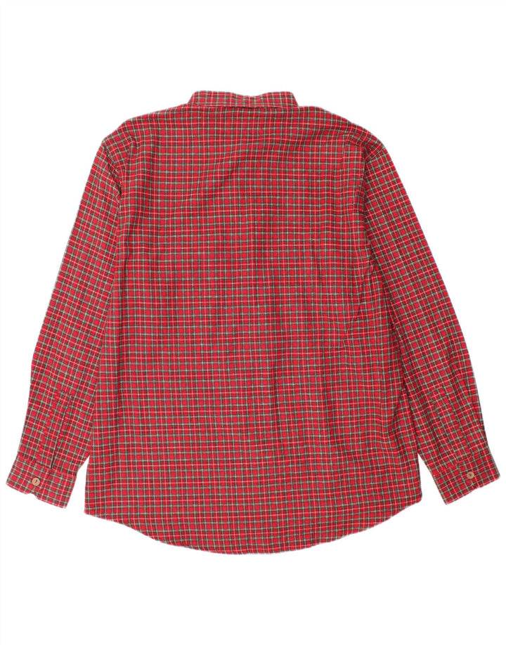 Crown Herren-Flanellhemd, Größe 43, groß, rot kariert, Baumwolle