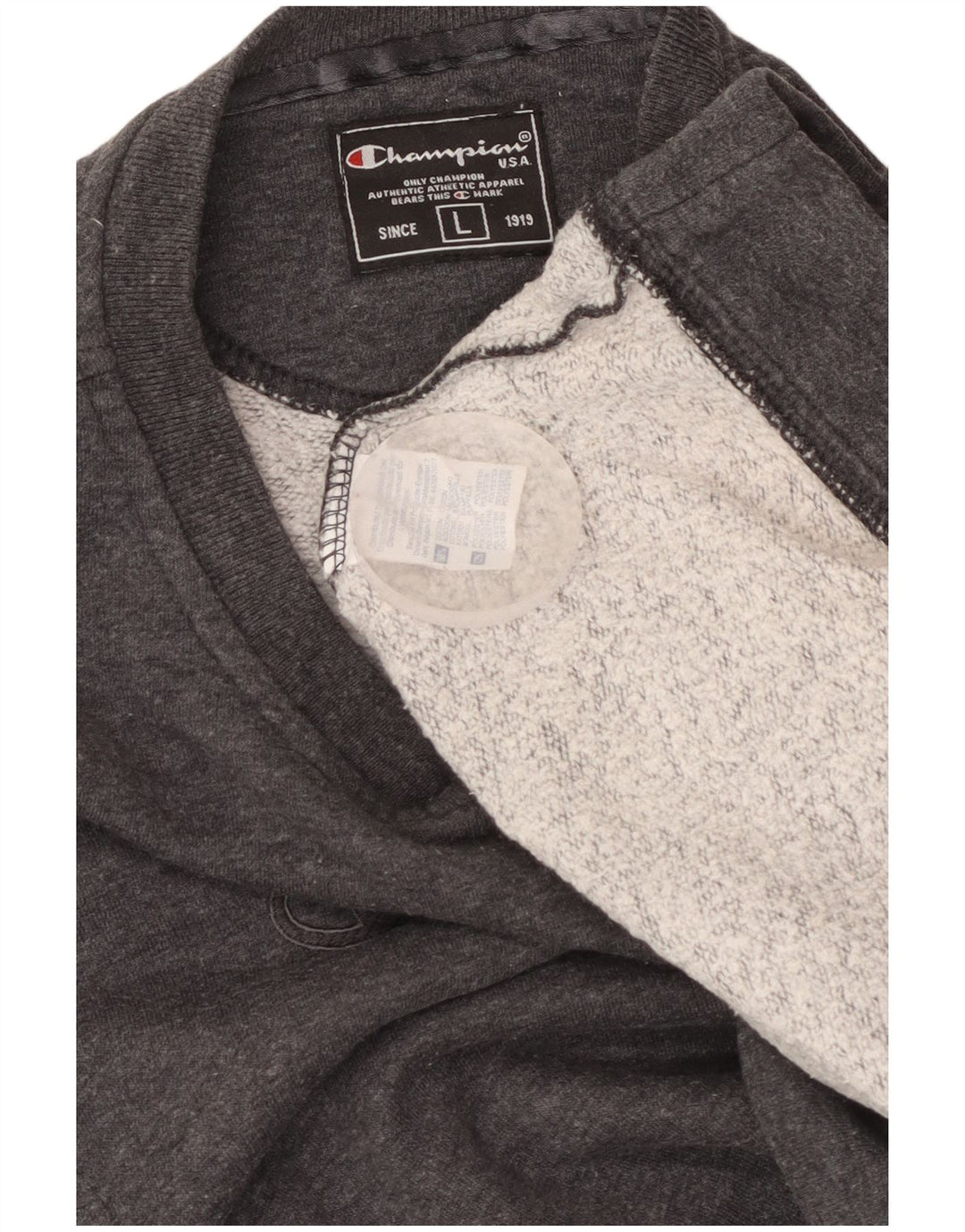 CHAMPION Damen Grafik-Sweatshirt-Pullover UK 16 Large Graue Baumwolle