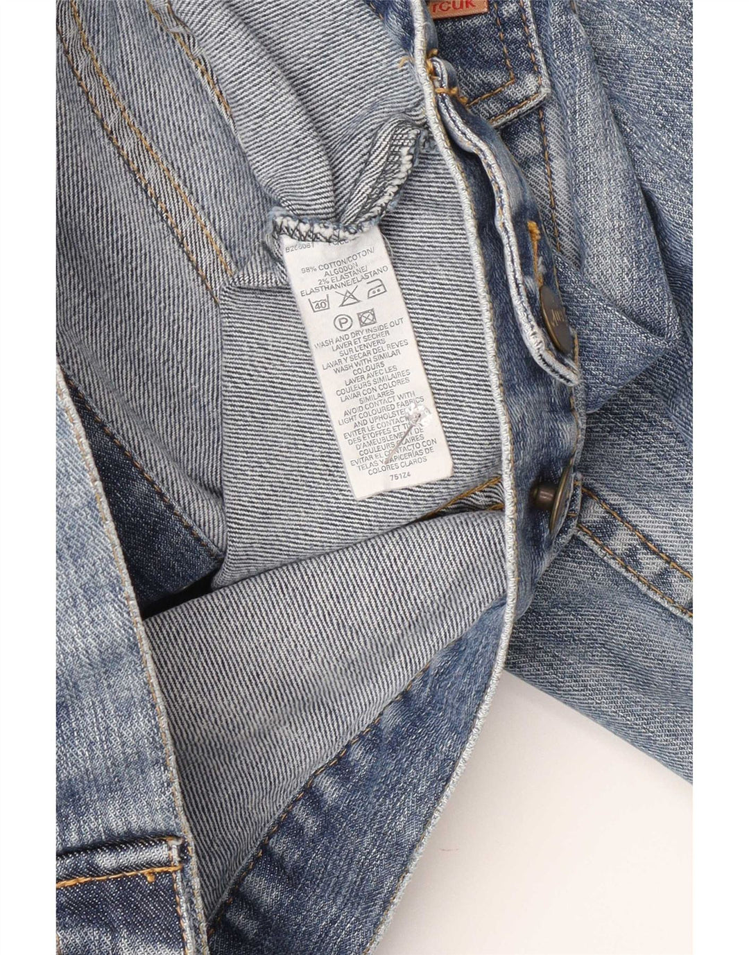 Fcuk Damen-Jeansjacke mit normaler Passform, UK 10, Größe S, Blau, Baumwolle
