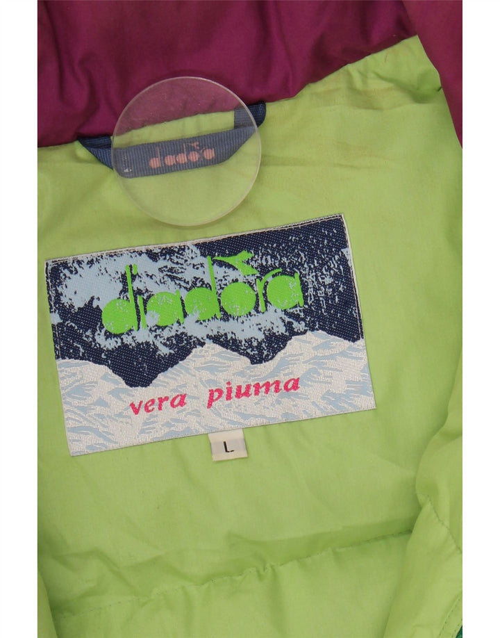 DIADORA Mens Padded Jacket UK 40 Large Green Colourblock Polyester