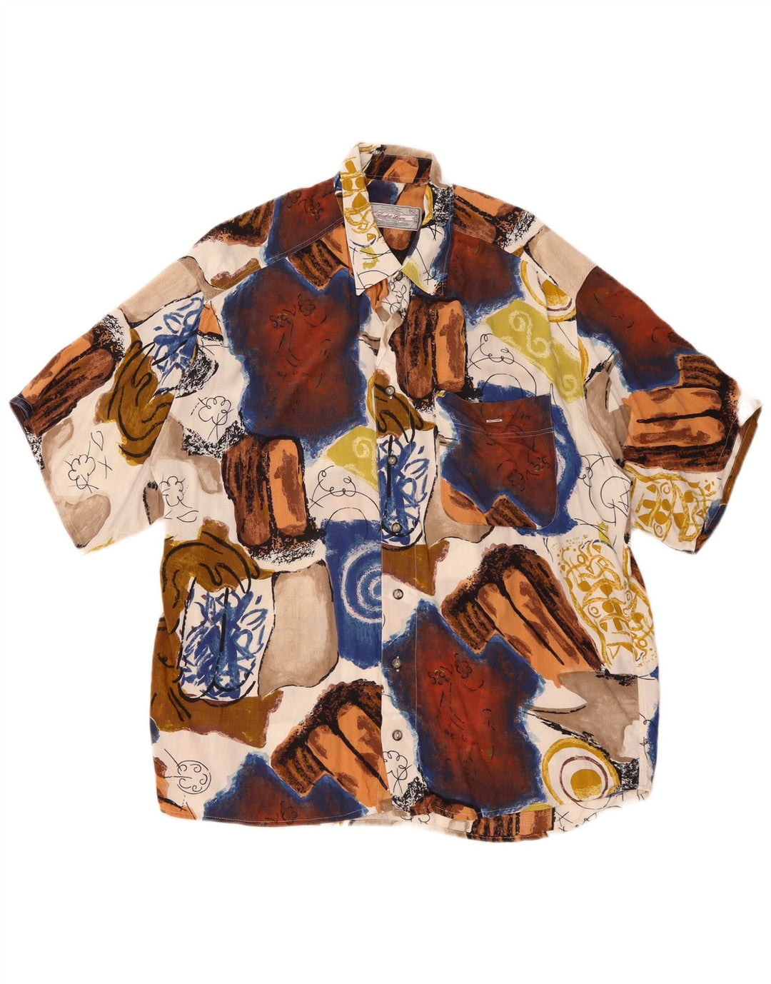 Andre Leon Herren Kurzarmhemd XL Mehrfarbig Patchwork