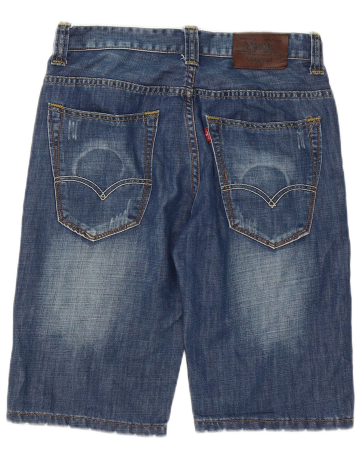 Vintage Herren Distressed Denim Shorts W32 Mittelblaue Baumwolle