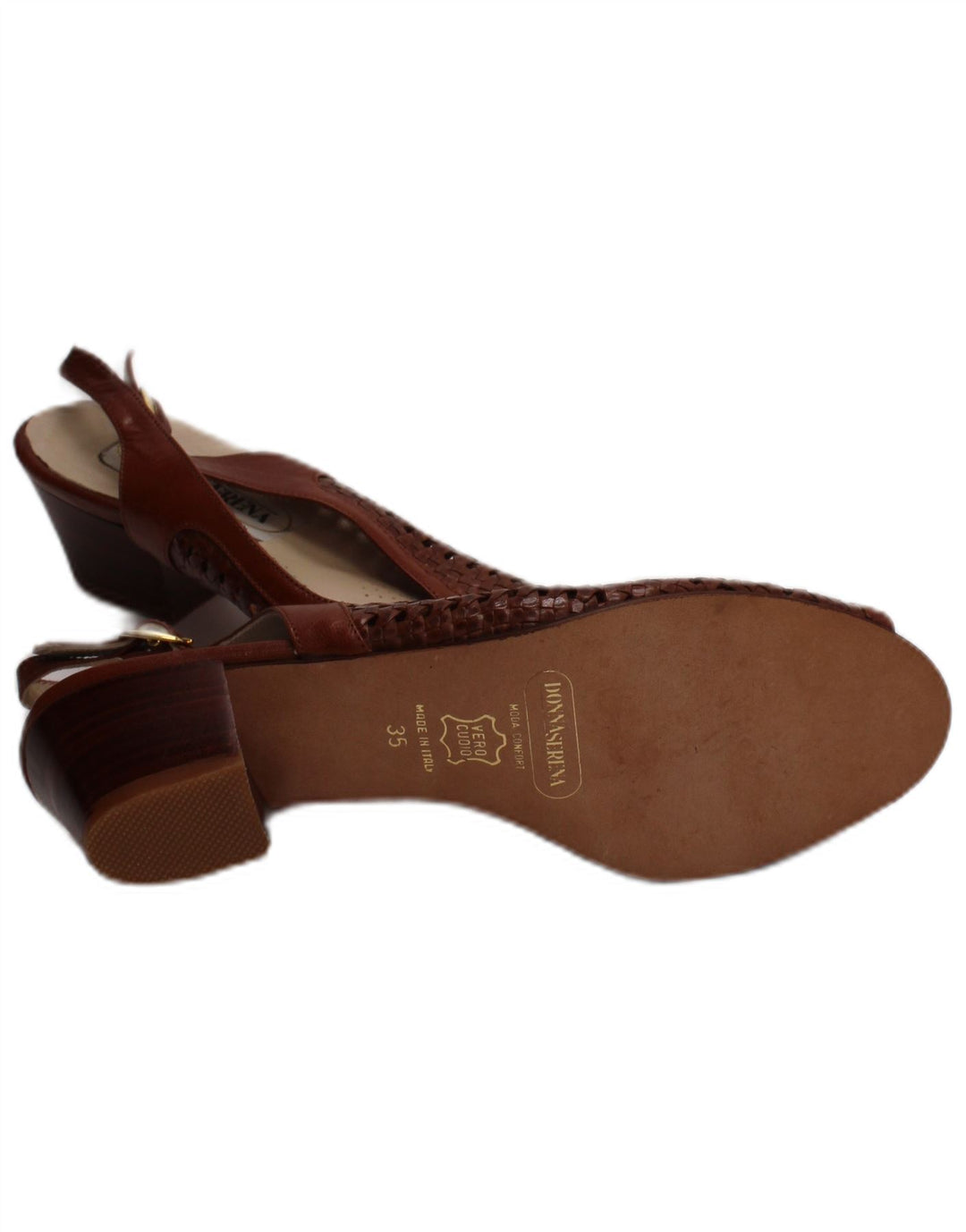 Donna Serena Damen-Ledersandalen, UK-Größe 2,5, braunes Leder