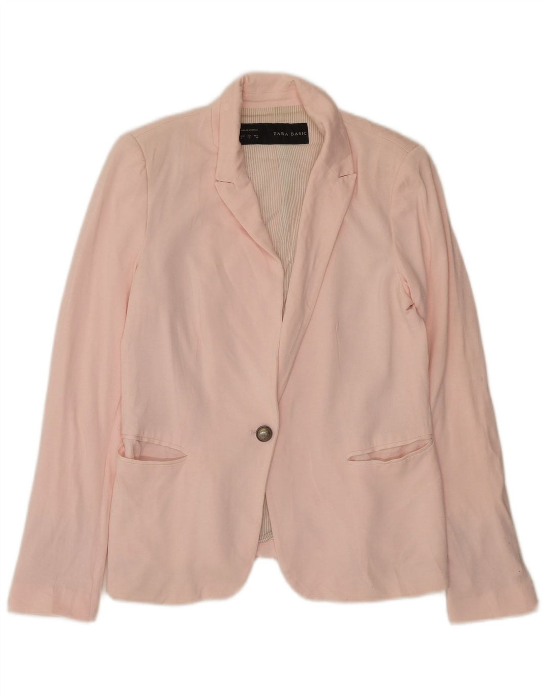 Zara Damen 1-Knopf-Blazerjacke UK 14 Große rosa Viskose