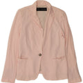 Zara Damen 1-Knopf-Blazerjacke UK 14 Große rosa Viskose