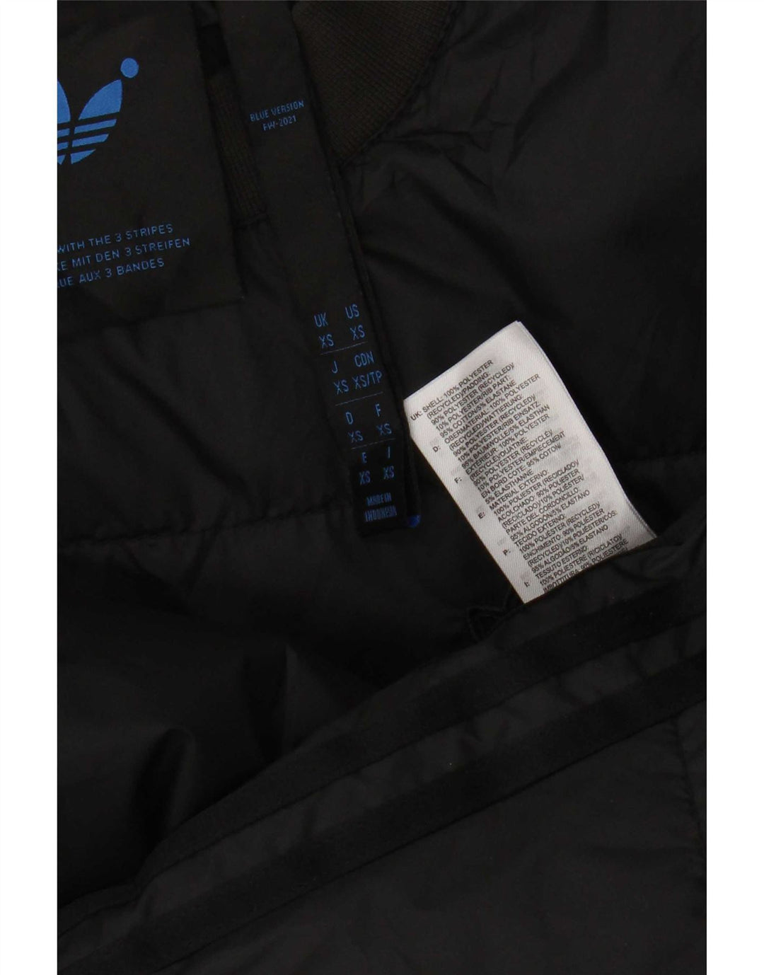 Adidas Herren Übergroße Pullover Wattierte Jacke UK 34 XS Schwarz Polyester