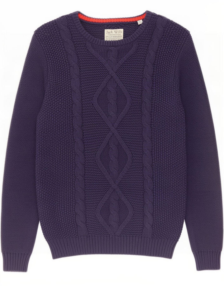 Jack Wills Herren-Pullover mit U-Boot-Ausschnitt, mittelmarineblaue Baumwolle