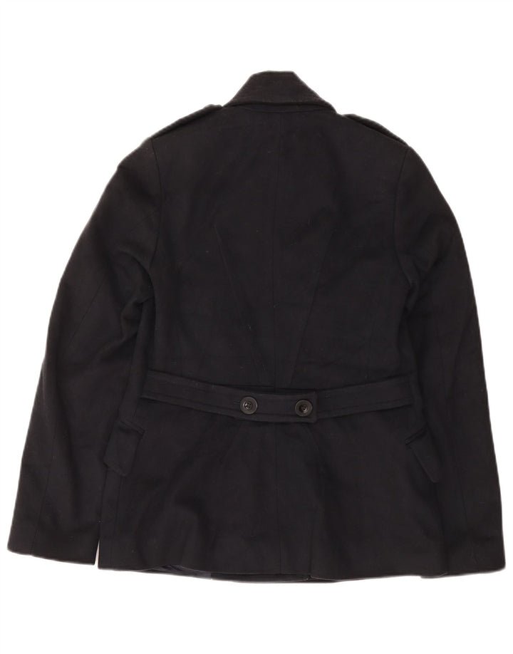Reiss Womens Military Pea Coat UK 10 Small Marineblaue Wolle