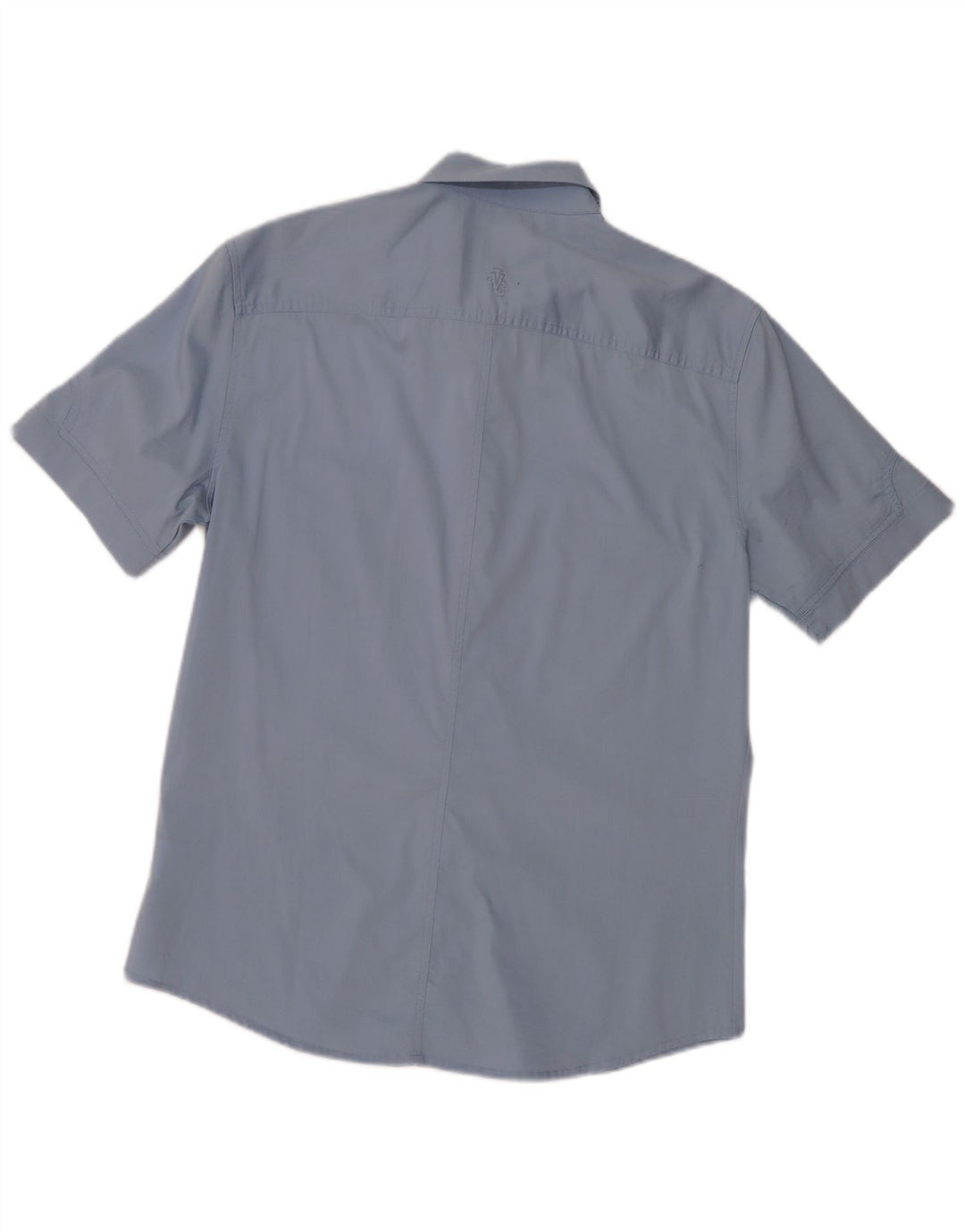Versace Herren-Kurzarmhemd, groß, aus blauer Baumwolle
