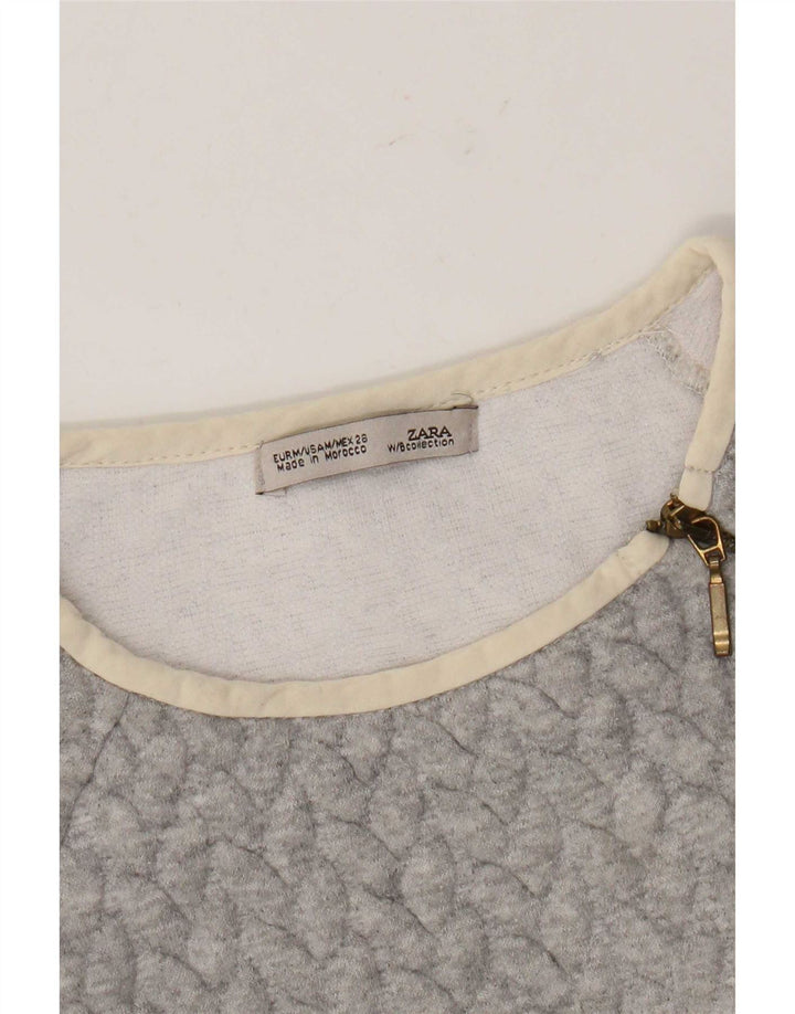 Zara Damen-Sweatshirt-Pullover UK 12 Mittelgrauer Farbblock