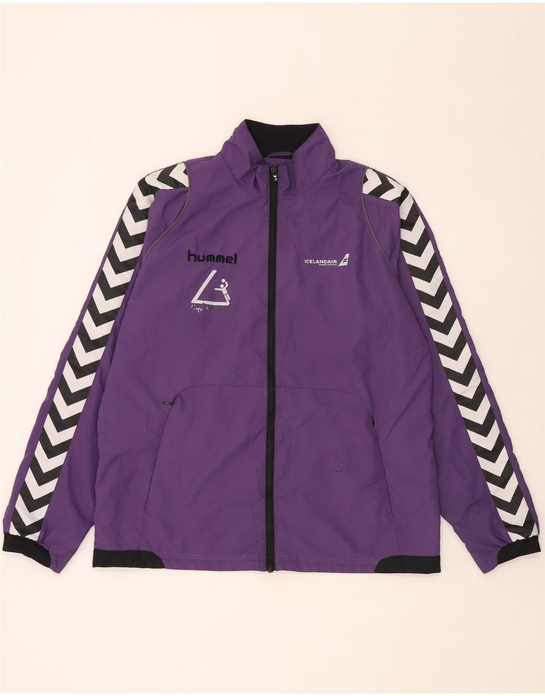 Hummel Herren-Trainingsanzugoberteil mit Grafik, groß, lila, Farbblock-Polyester