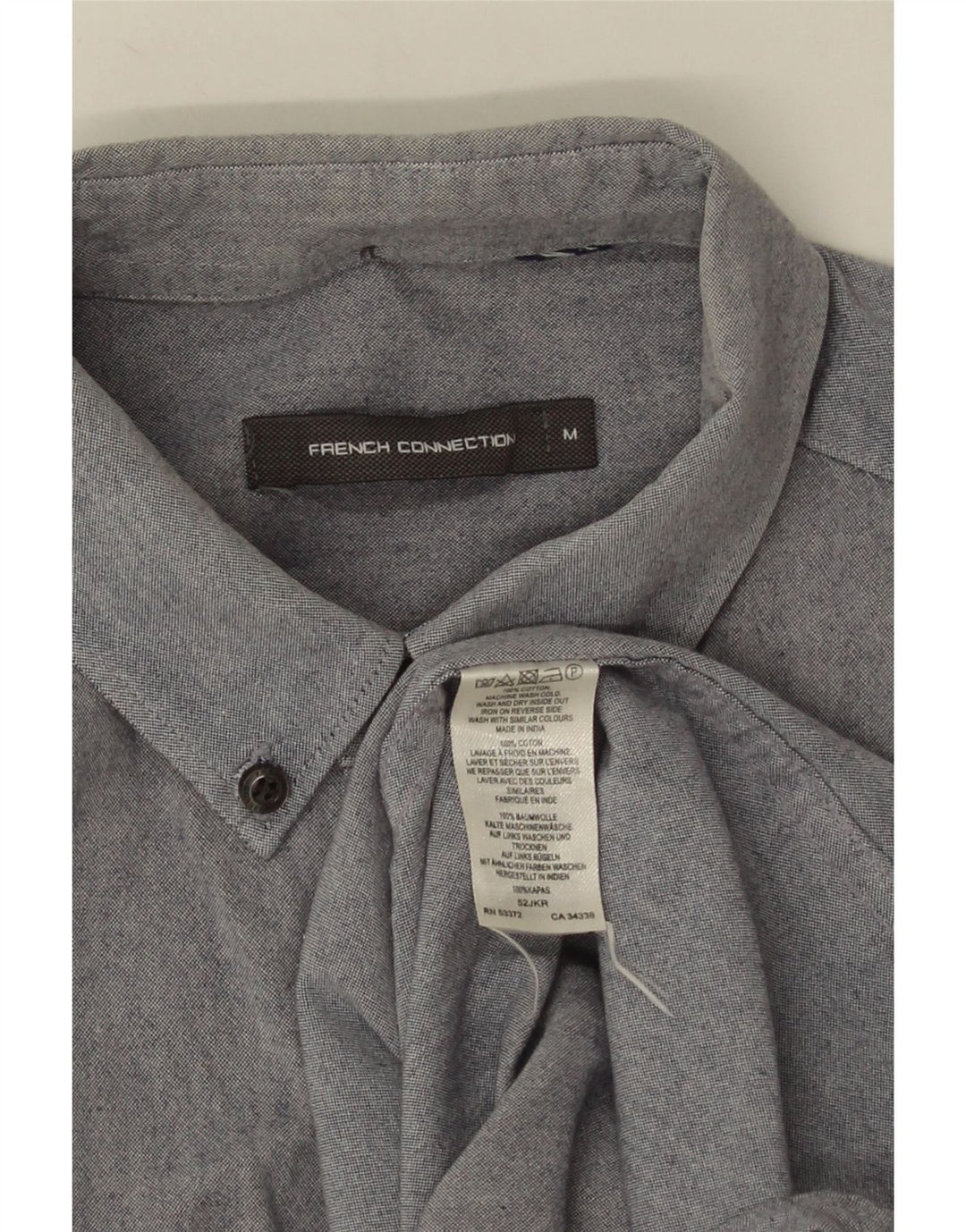 French Connection Herren-Kurzarmhemd aus mittelblauer Baumwolle