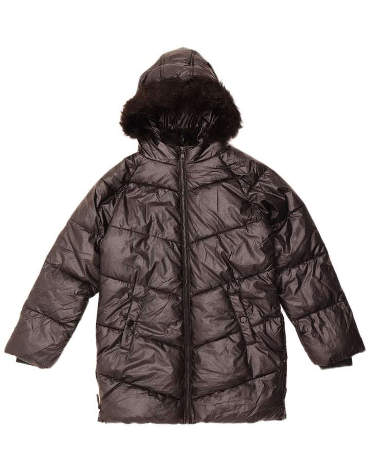 MARKS & SPENCER Boys Hooded Padded Coat 11-12 Years Black Polyamide