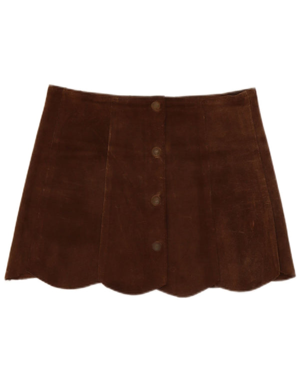 Vintage Damen Wildleder Minirock W30 Mittelbraunes Leder