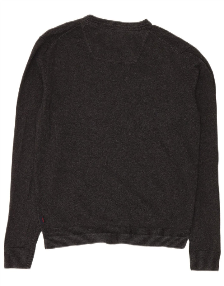 Esprit Herren-Pullover mit V-Ausschnitt, Größe S, graue Baumwolle