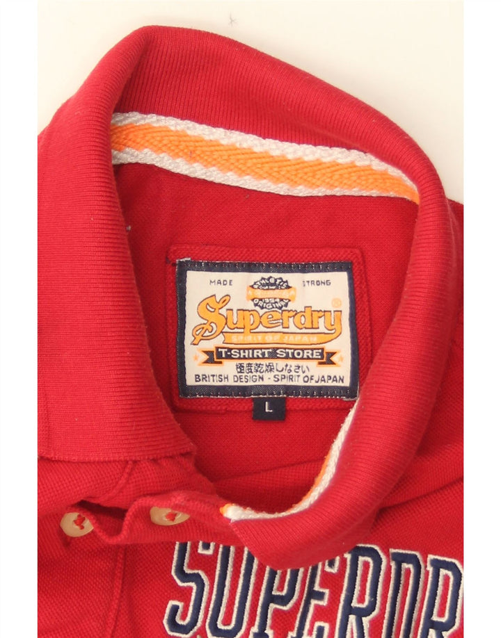 Superdry Herren Poloshirt mit Grafik, Größe L, Rot