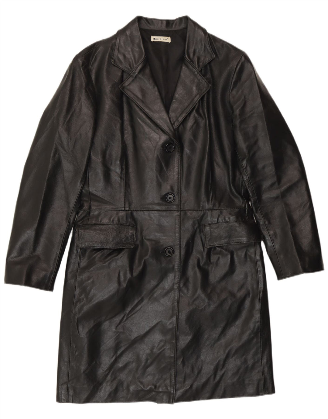 Vintage Damen Ledermantel IT 42 Mittelschwarzes Leder