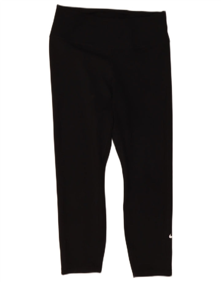 NIKE Womens Dri Fit Capri Leggings UK 12 Medium Schwarz Polyester