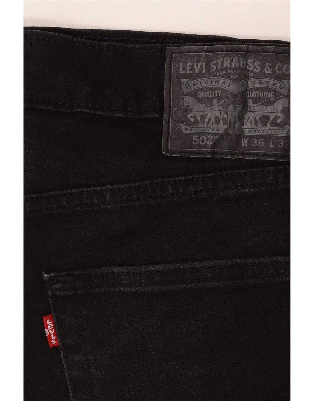 Levi's Herren 502 Tapered Jeans W36 L32 Schwarze Baumwolle