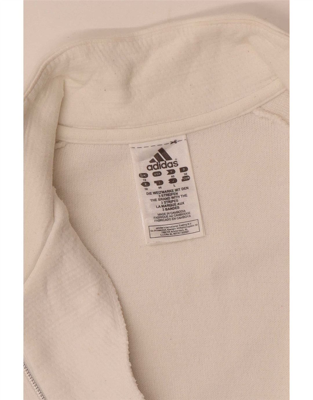 Adidas Damen-Trainingsanzugoberteil mit normaler Passform, UK 12, mittelweiß gestreift