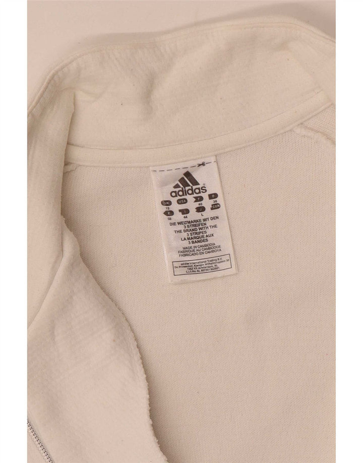 Adidas Damen-Trainingsanzugoberteil mit normaler Passform, UK 12, mittelweiß gestreift