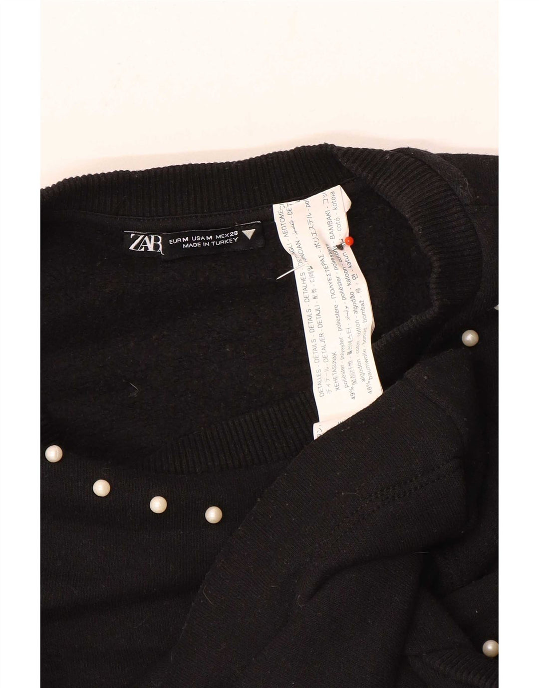 Zara Damen-Sweatshirt-Pullover UK 12 Mittelschwarzes Polyester