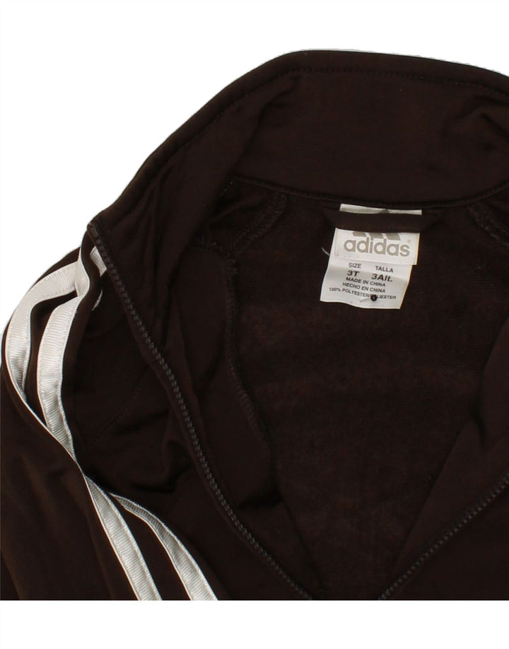 ADIDAS Boys Graphic Tracksuit Top Jacket 2-3 Years Brown Polyester Vintage Adidas and Second-Hand Adidas from Messina Hembry 