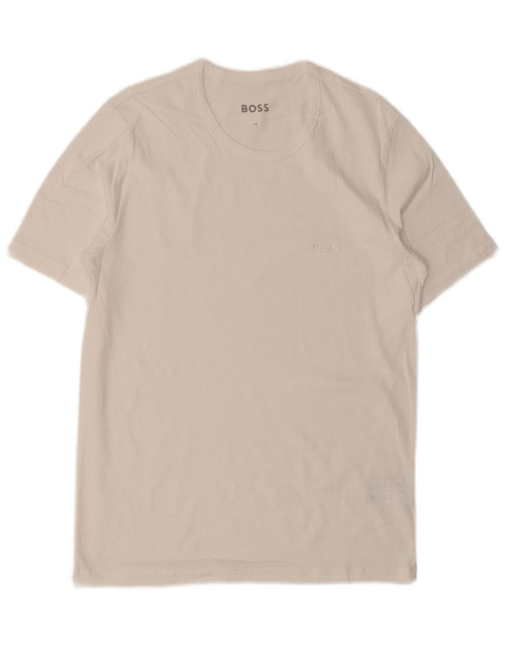 HUGO BOSS Herren T-Shirt Top aus mittelweißer Baumwolle