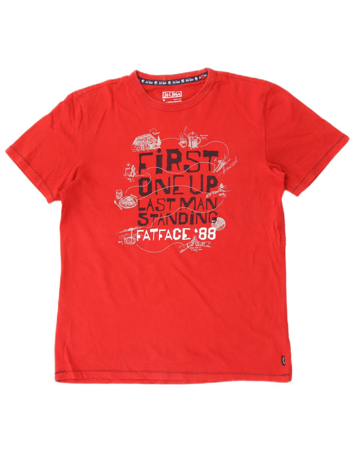 Fat Face Herren-T-Shirt mit Grafik, mittelrote Baumwolle