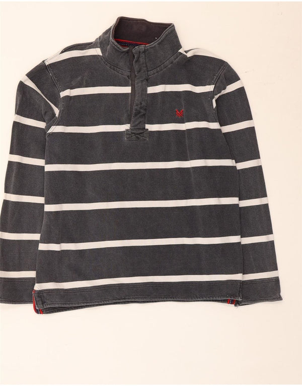 Crew Clothing Herren-Sweatshirt mit Knopfkragen, klein, grau gestreift, Baumwolle