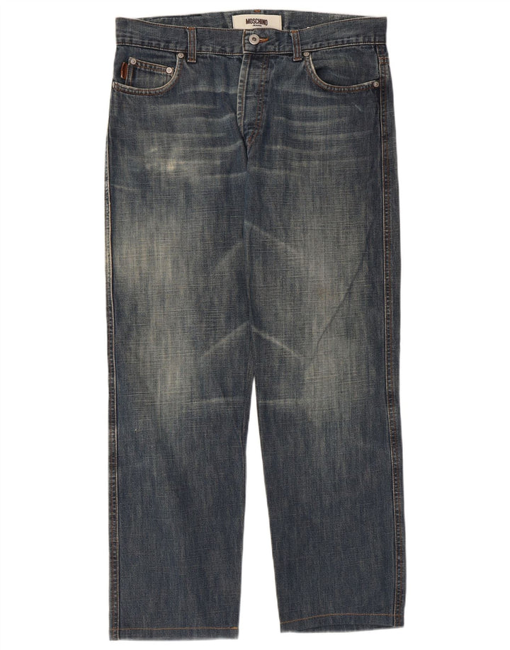 MOSCHINO Herren Straight Jeans W34 L27 Blaue Baumwolle