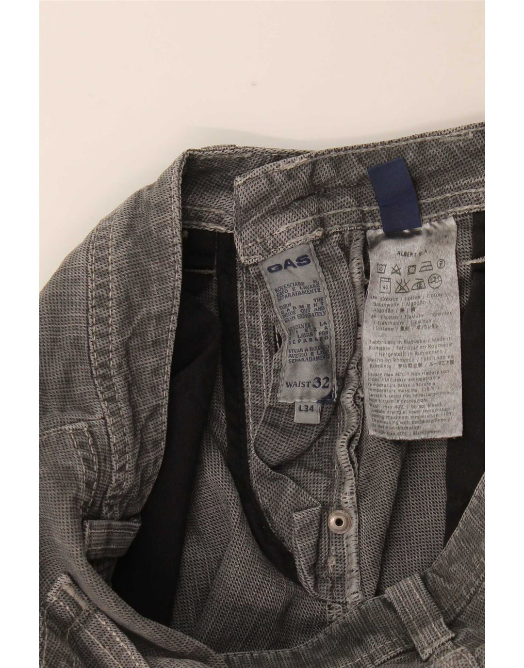 Gas Herren Albert Slim Jeans W32 L34 Graue Baumwolle
