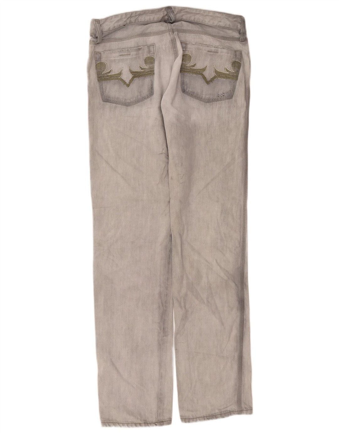 Diesel Herren Straight Jeans W32 L34 Graue Baumwolle