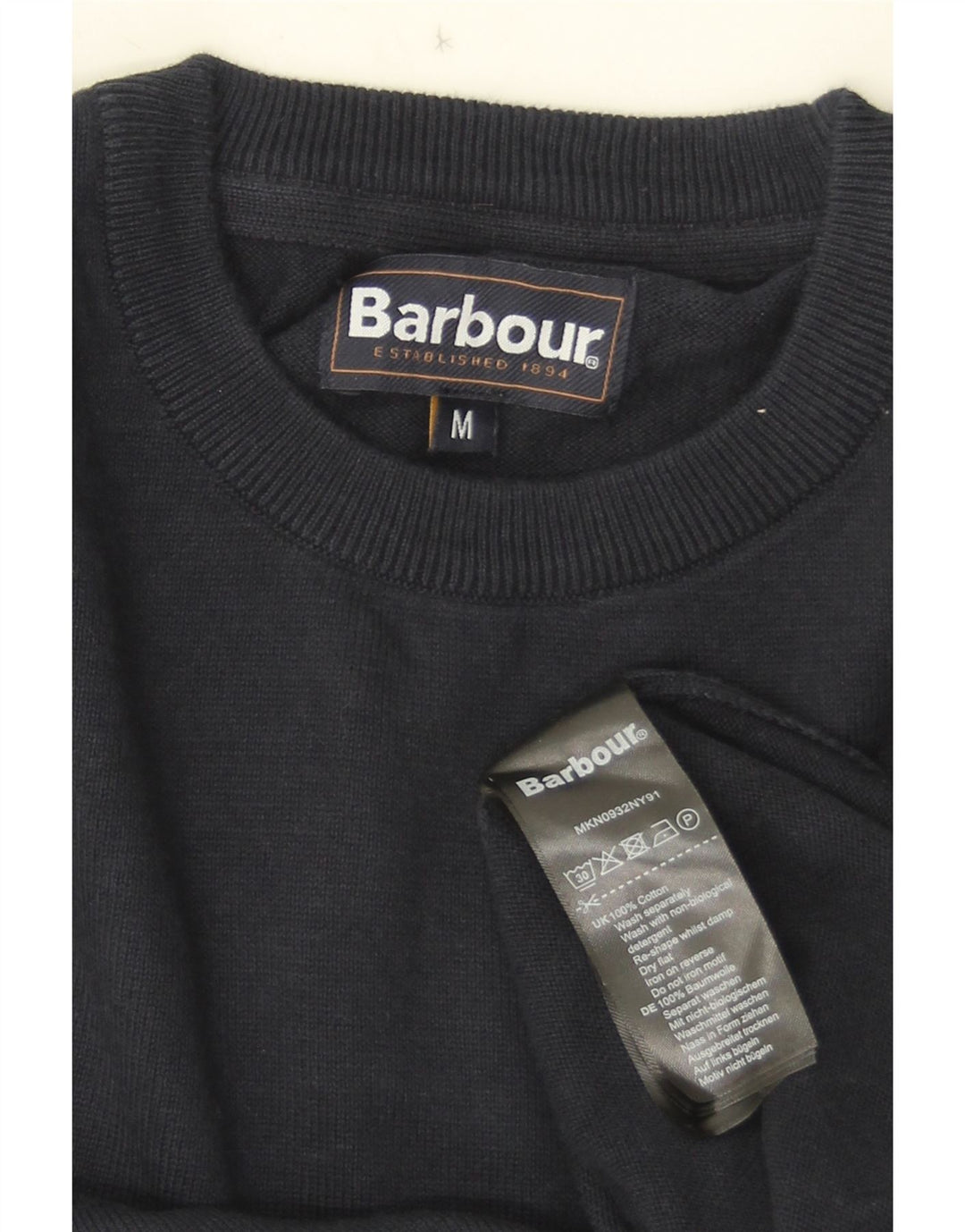 Barbour Herren-Pullover mit Rundhalsausschnitt, mittlere marineblaue Baumwolle