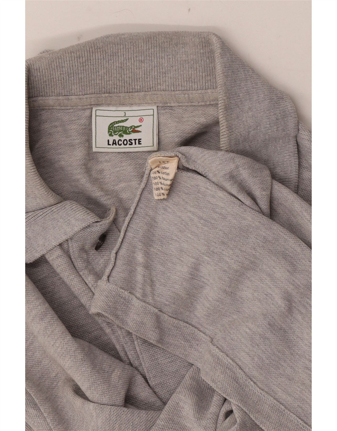 Lacoste Herren-Poloshirt, Größe 3, klein, grau gefleckte Baumwolle