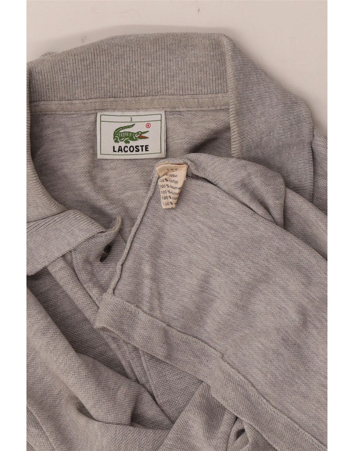 Lacoste Herren-Poloshirt, Größe 3, klein, grau gefleckte Baumwolle
