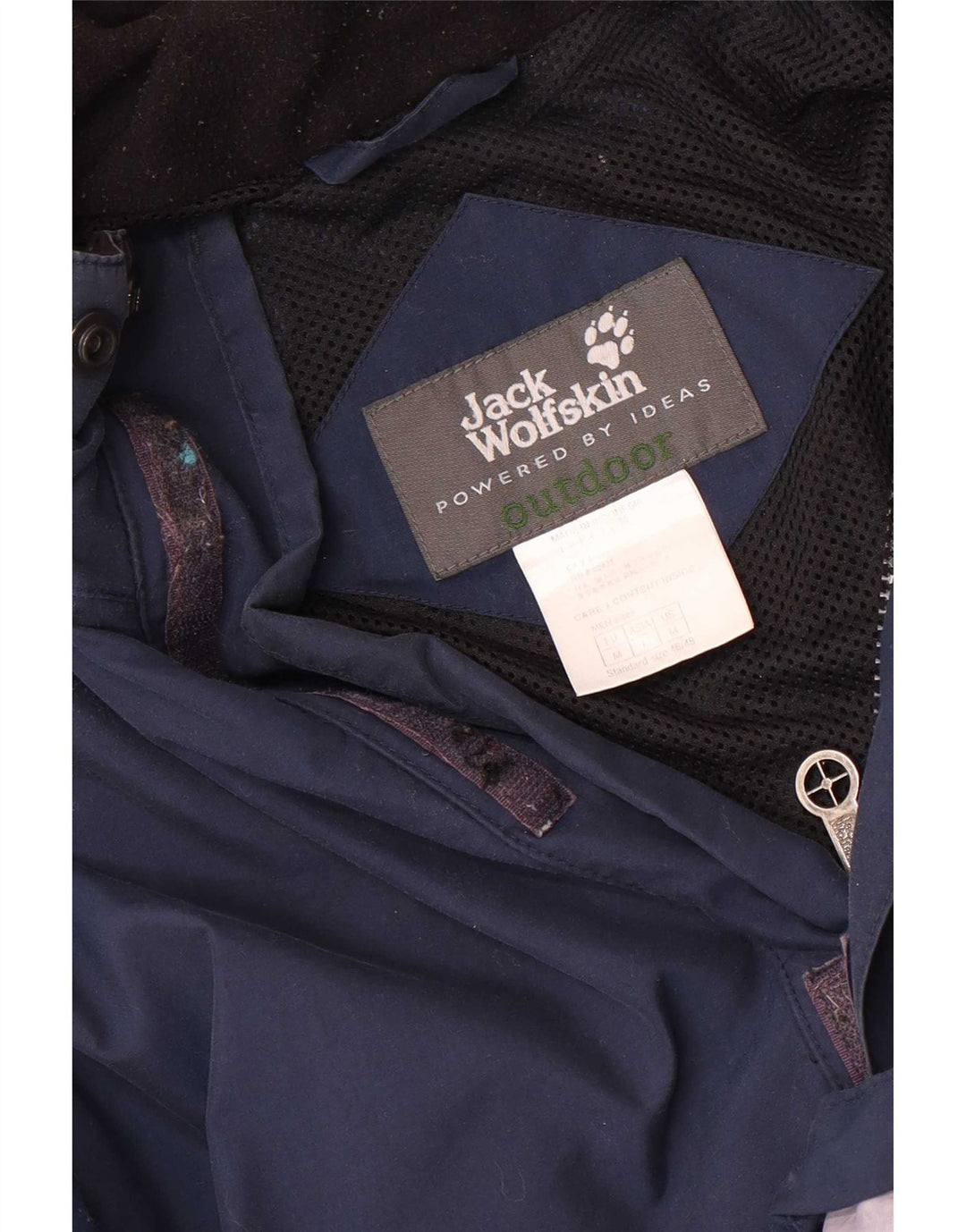 Jack Wolfskin Herren-Regenjacke mit Kapuze, UK 38, Mittel, Marineblau, Farbblock