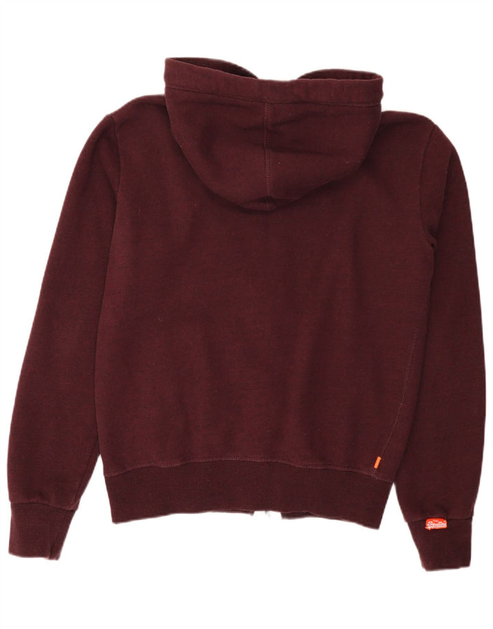 Superdry Herren-Kapuzenpullover mit Reißverschluss, mittlere Burgunder-Baumwolle