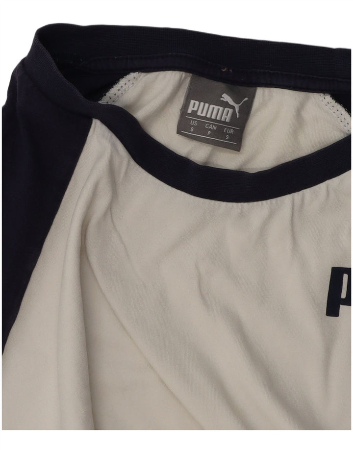 Puma Herren T-Shirt Top Small Weiß Colourblock Baumwolle