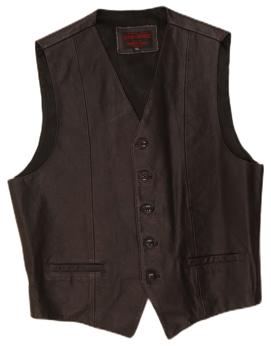 Vintage Herren Lederweste XL Schwarzes Leder