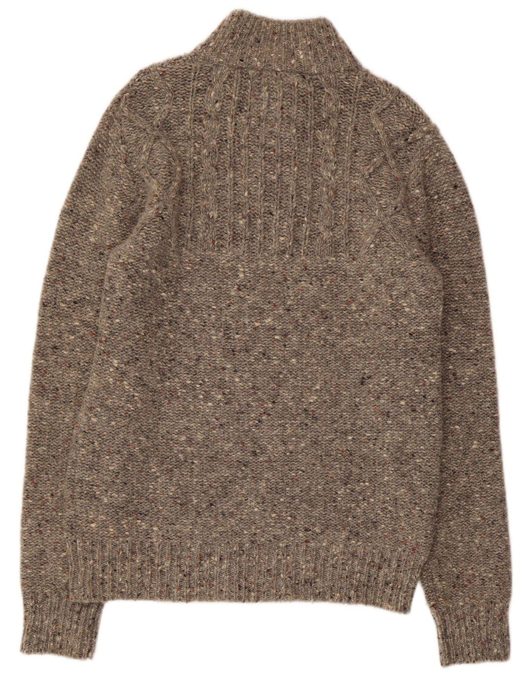 WHITE STUFF Mens Button Neck Jumper Sweater Small Grey Flecked Wool