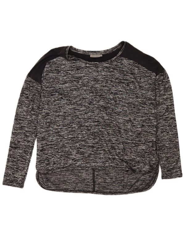 Calvin Klein Jeans Damen Top Langarm UK 10 Small Grau meliert