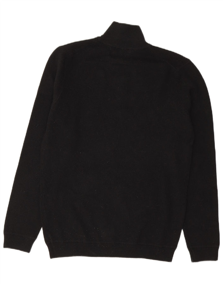 Superdry Herren-Pullover mit Reißverschluss am Hals, mittelschwarze Merinowolle