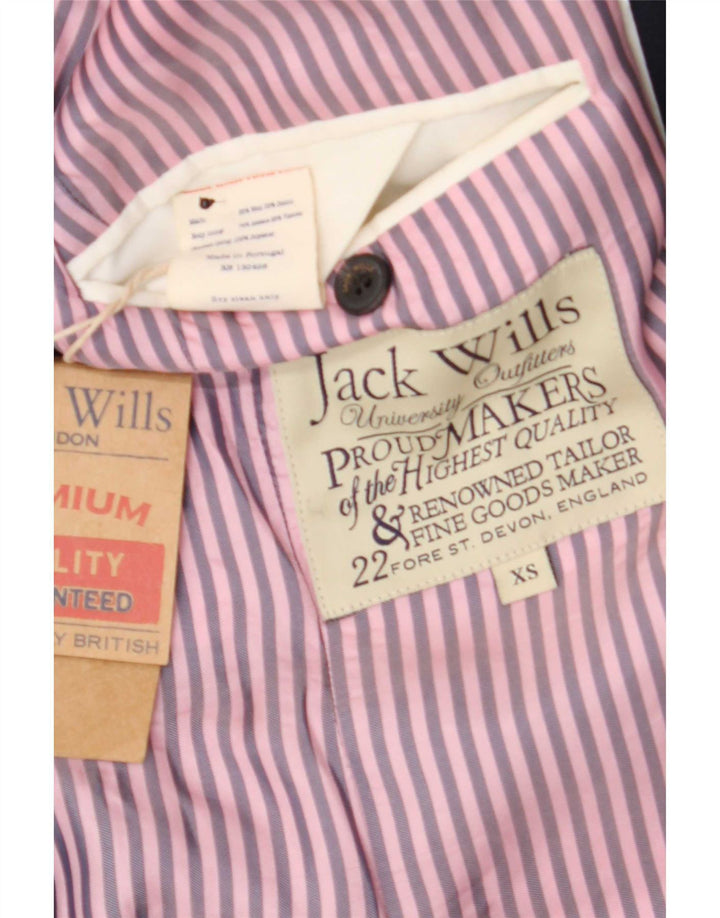 Jack Wills Mens 2 Button Blazer Jacket UK 34 XS Navy Blue Striped Wool