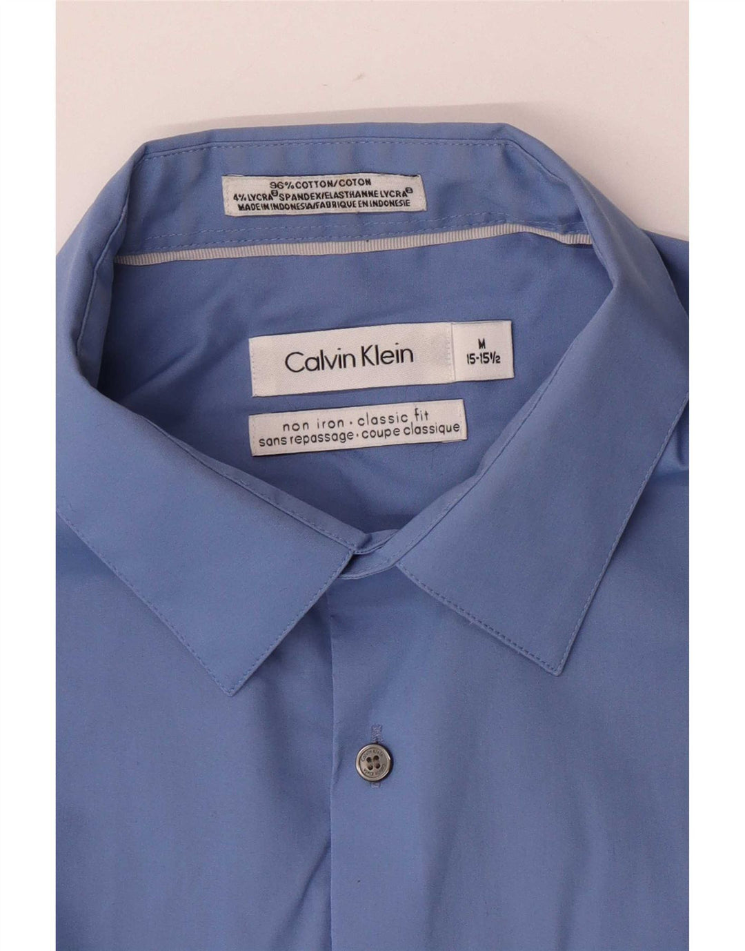 Calvin Klein Herrenhemd, Größe 15 1/2, mittelblau, Baumwolle, klassisch