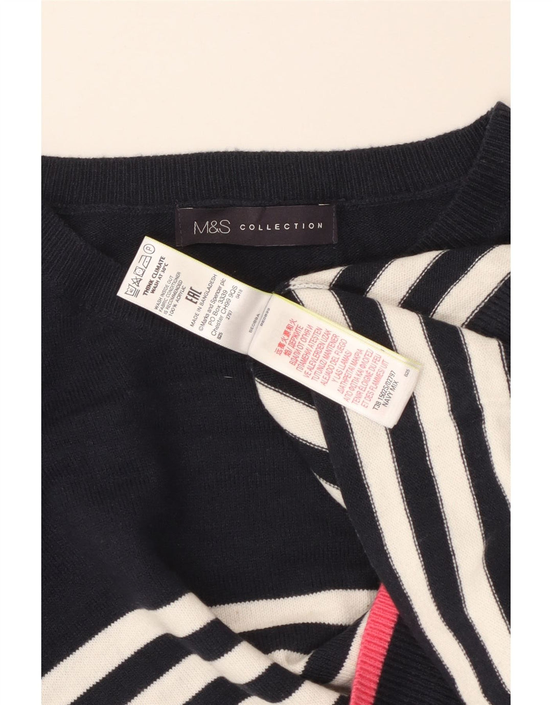 MARKS & SPENCER Womens Crew Neck Jumper Sweater UK 16 Large Navy Blue