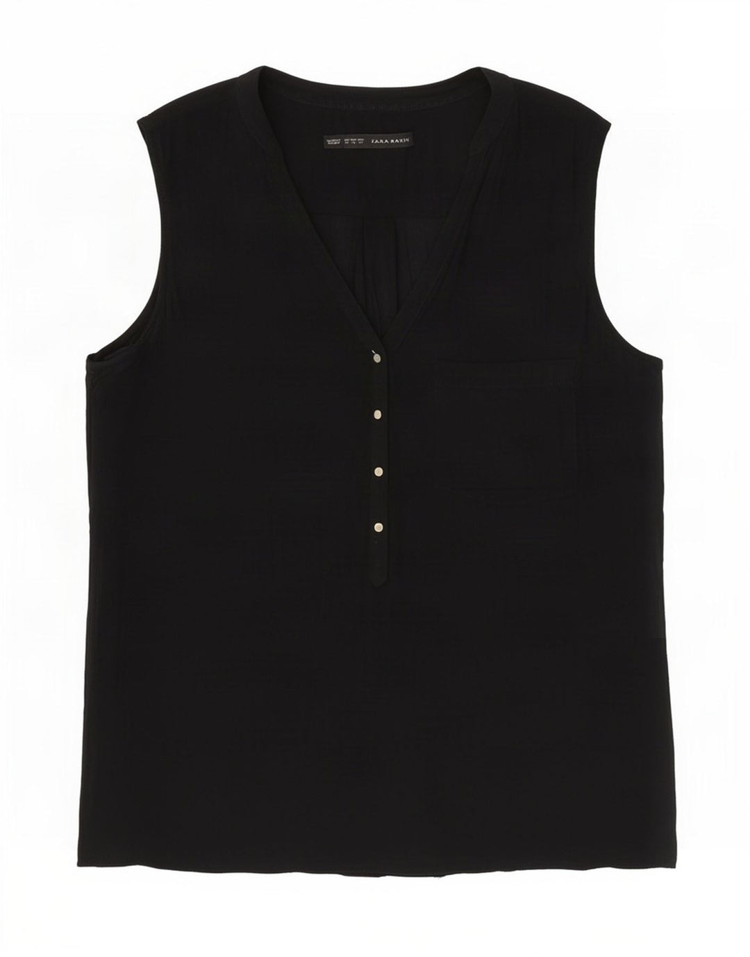 Zara Damen ärmelloses Blusenoberteil UK 14 Medium Schwarz